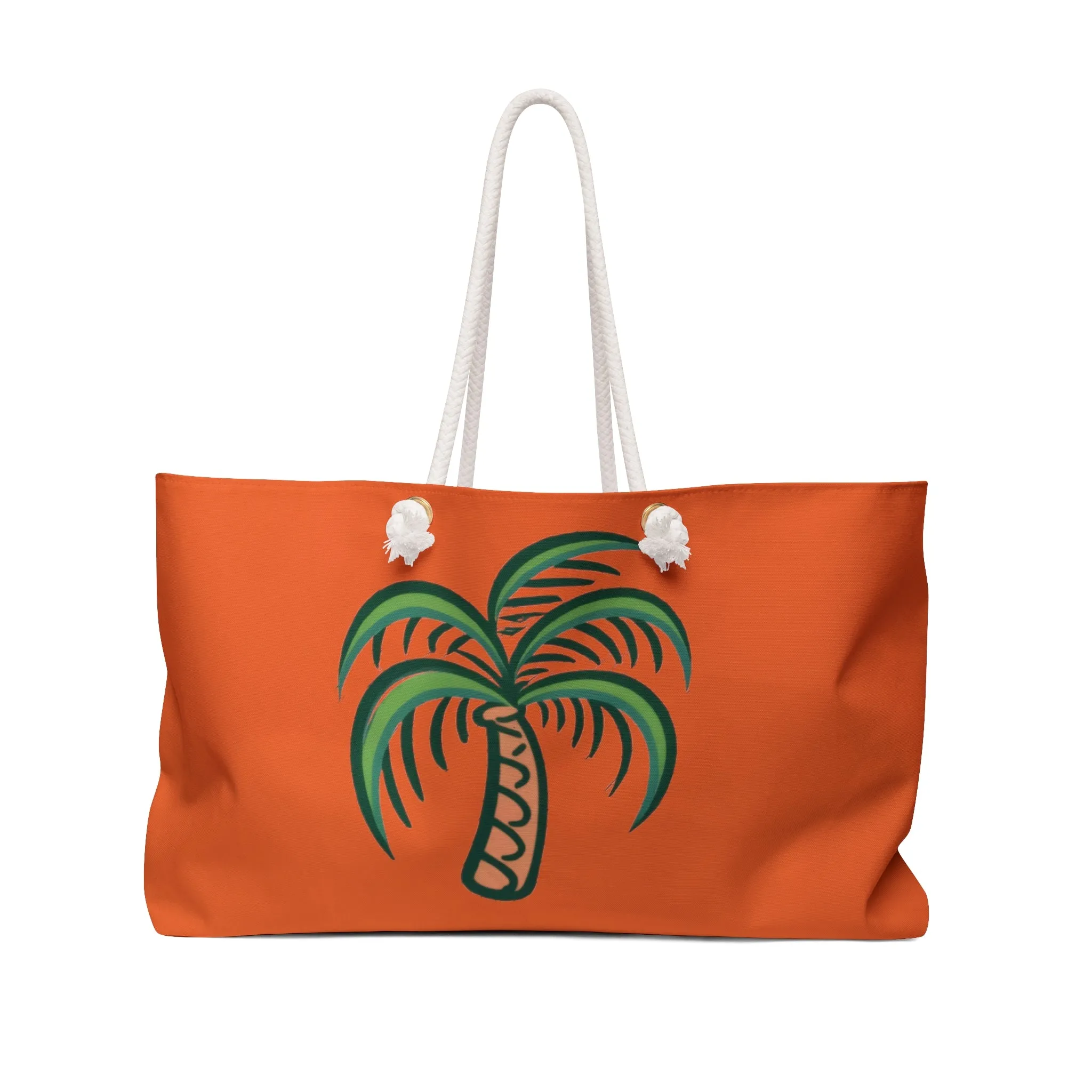 Palm Trees on Orange Beach Bag - Weekend Travel Tote