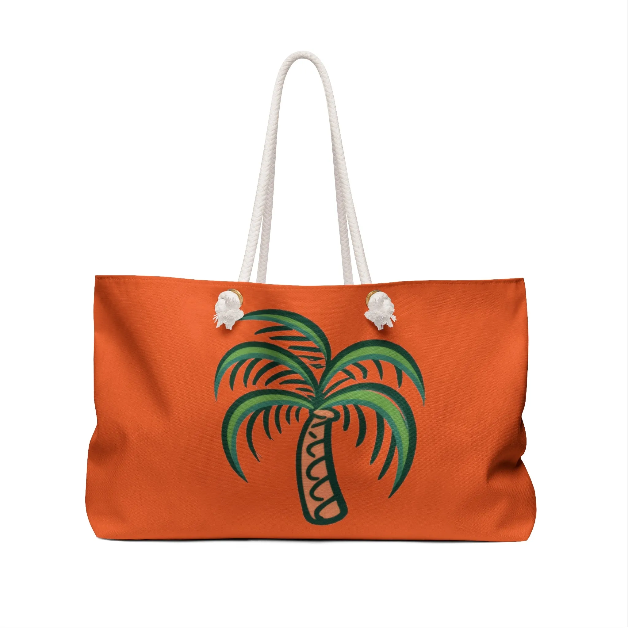 Palm Trees on Orange Beach Bag - Weekend Travel Tote