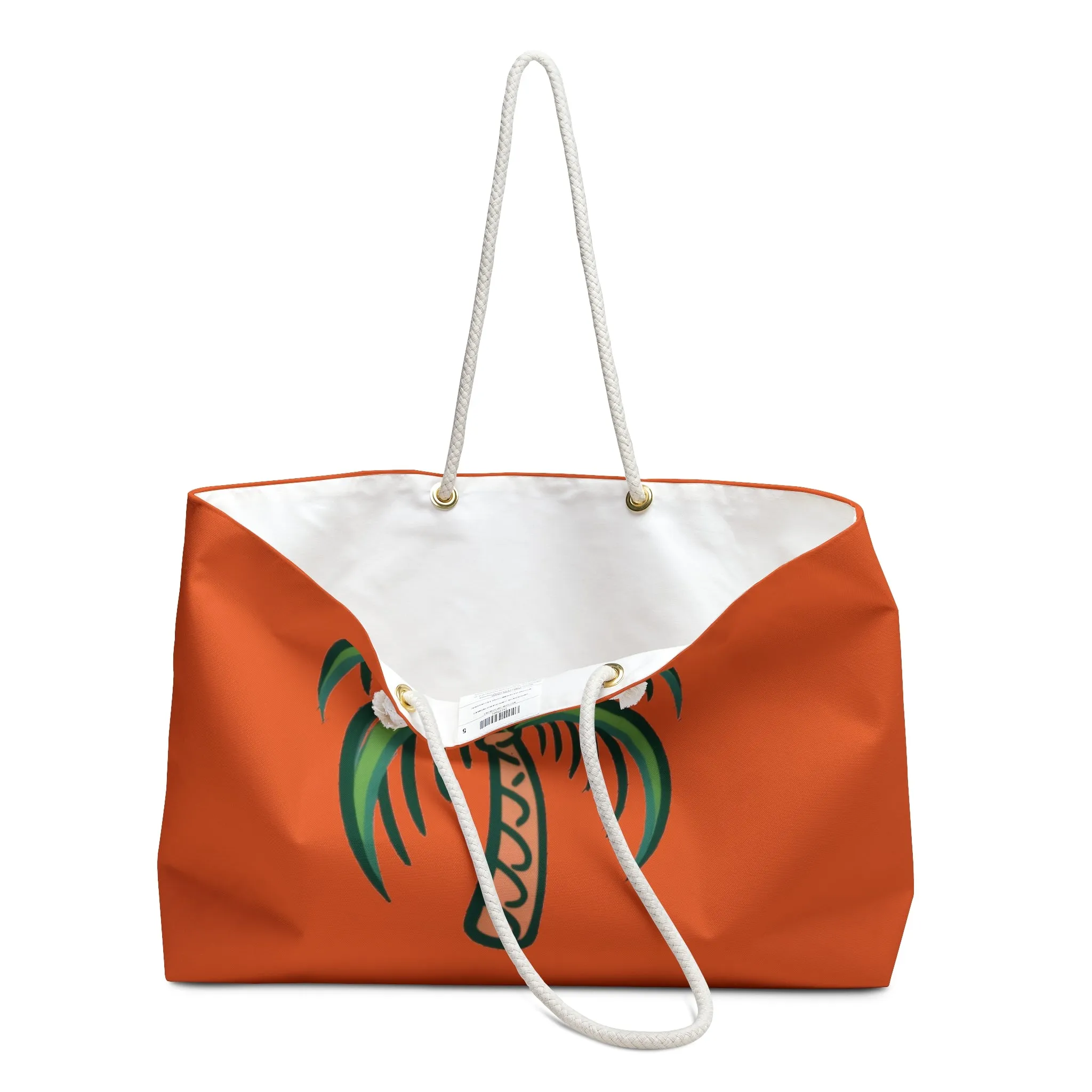 Palm Trees on Orange Beach Bag - Weekend Travel Tote