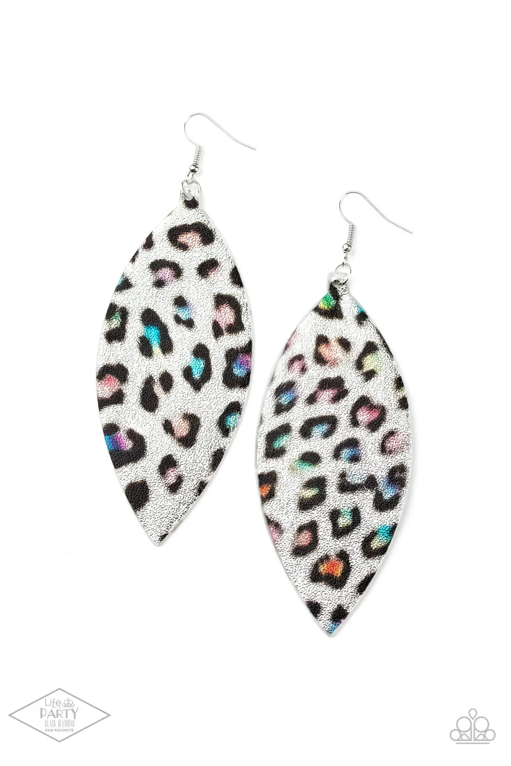 Paparazzi Once a CHEETAH, Always a CHEETAH - Multi Animal Print Leather Earrings