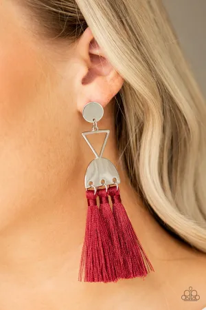 Paparazzi - Tassel Trippin - Red Earring