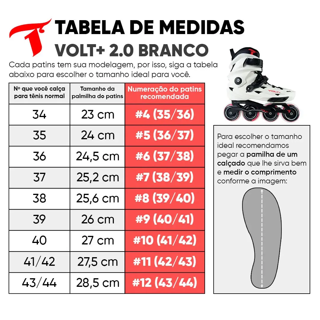 Patins Volt   2.0 Branco - 80mm ABEC-9