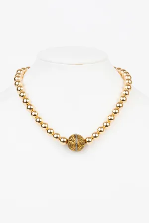 Pave Diamond, 10 MM Gold Filled Bead Necklace