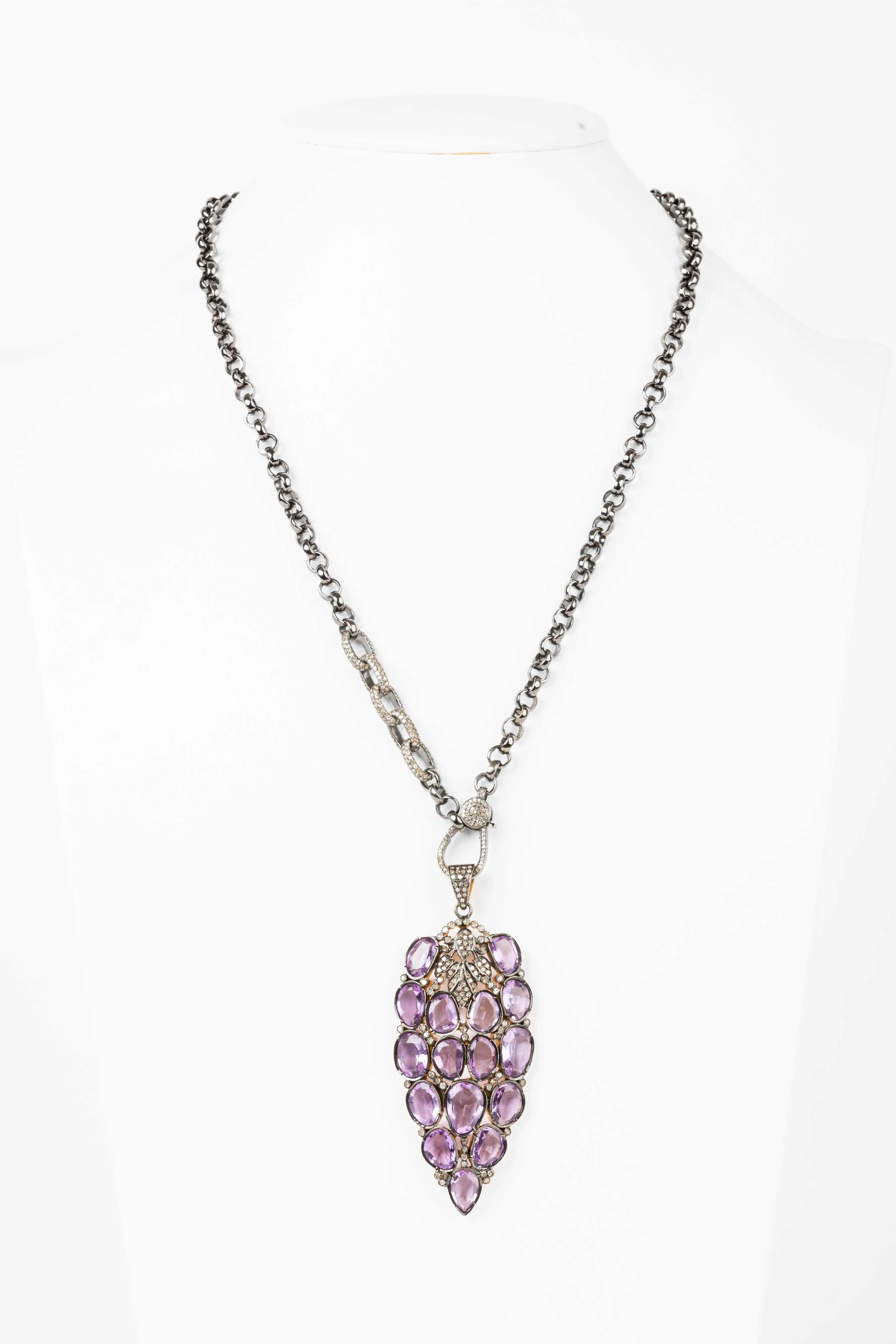 Pave Diamond, Amethyst Necklace