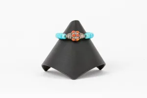 Pave Diamond, Coral, Turquoise Bracelet