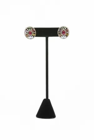 Pave Diamond, Multi Sapphire Earrings
