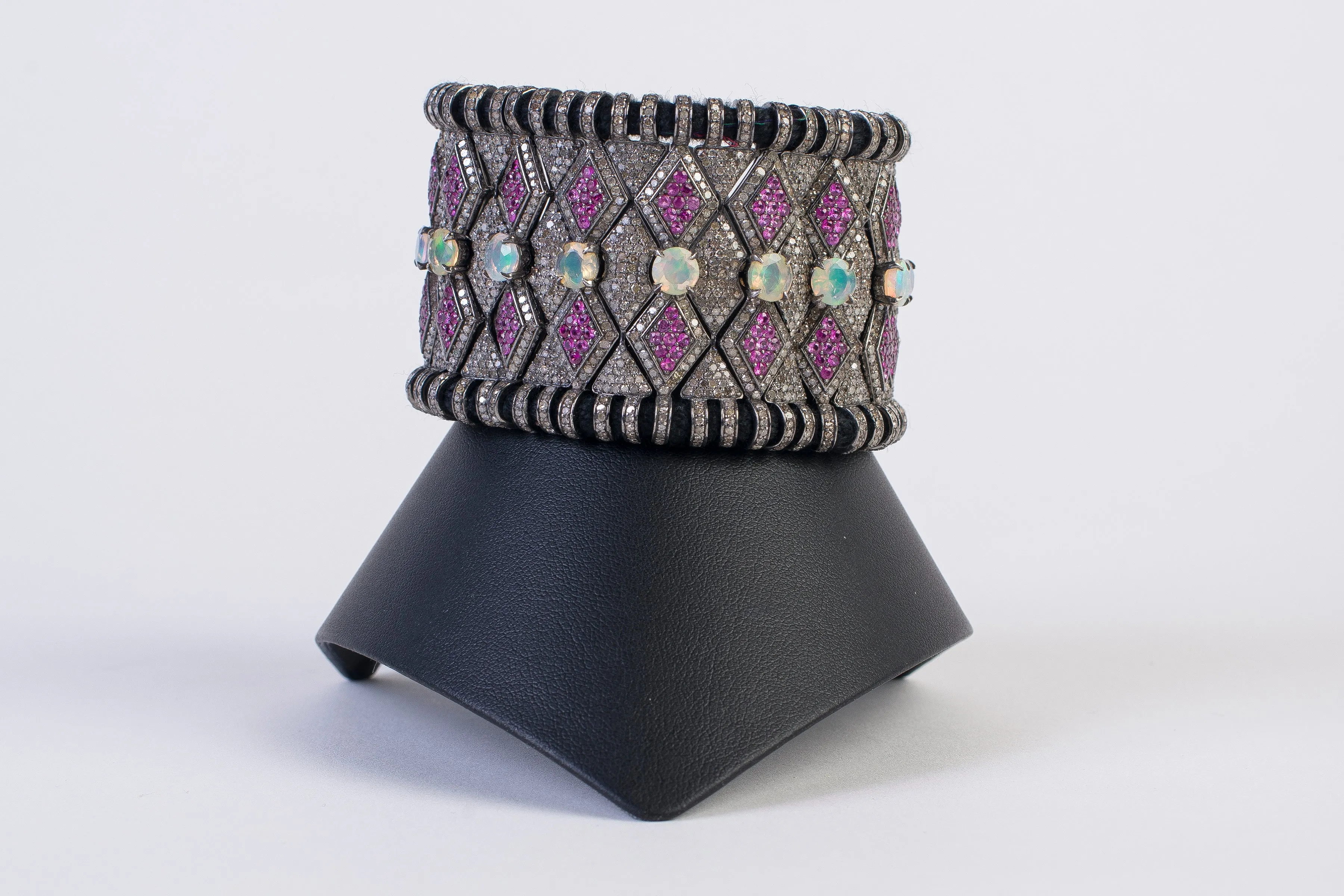 Pave Diamond ruby Opal Bracelet