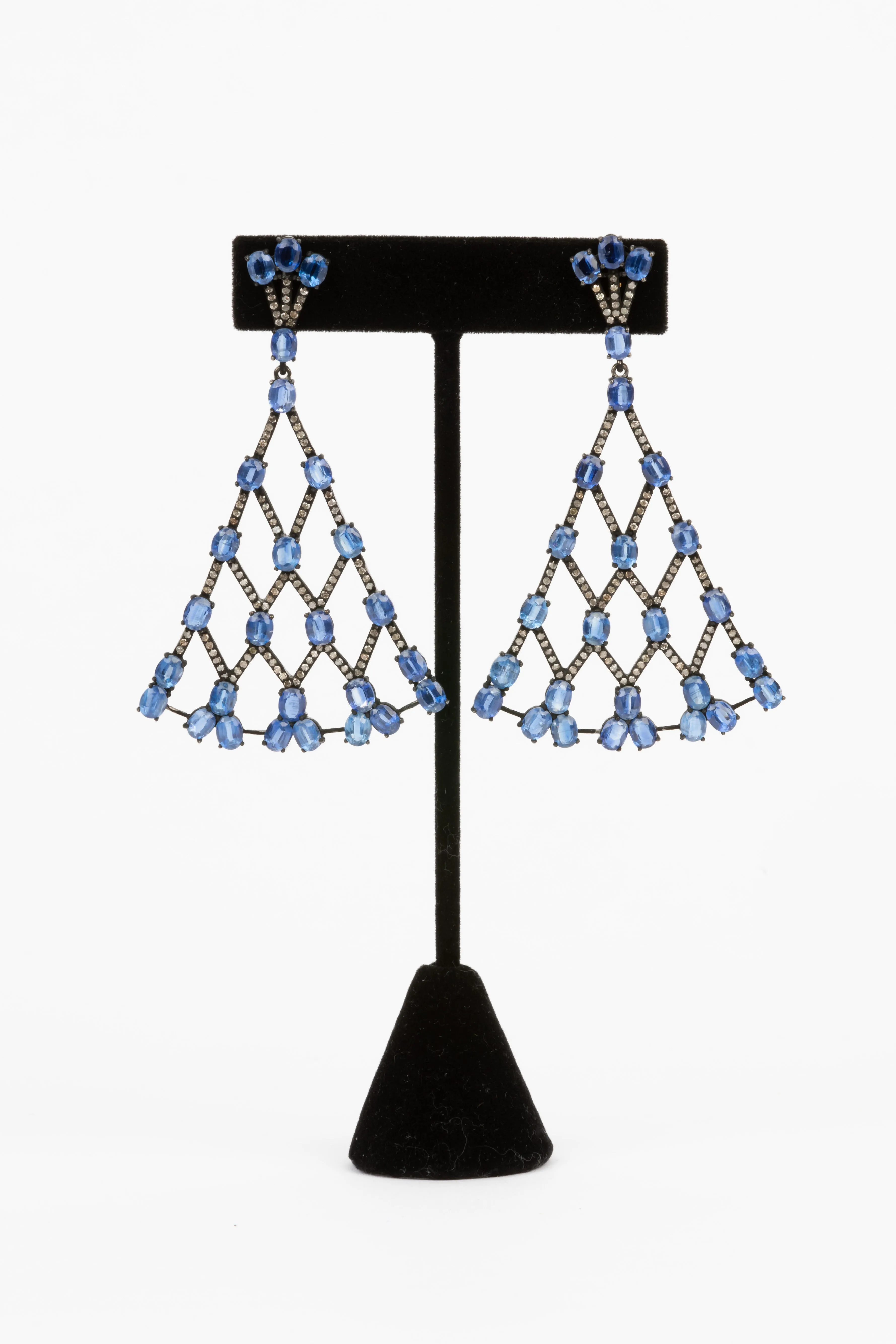Pave Diamond, Sapphire  Earrings