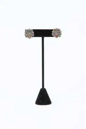 Pave Diamond, Sapphire Earrings