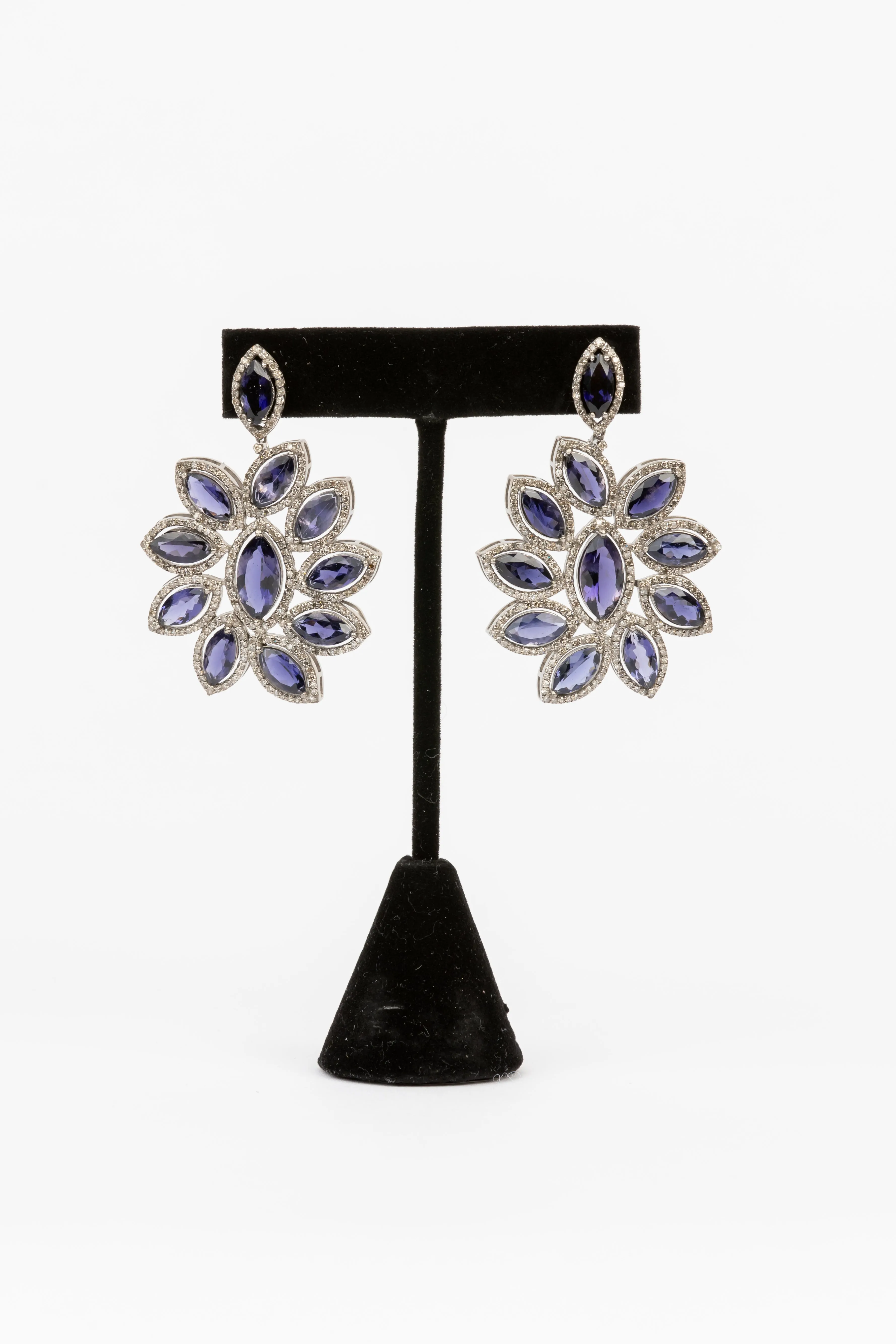 Pave Diamond, Tanzanite Earring
