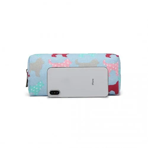 PC - Miss Lulu Canvas Pencil Case Dog Blue