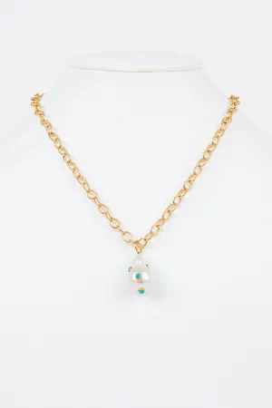 Pearl, Turquoise, Vermeil Chain Necklace