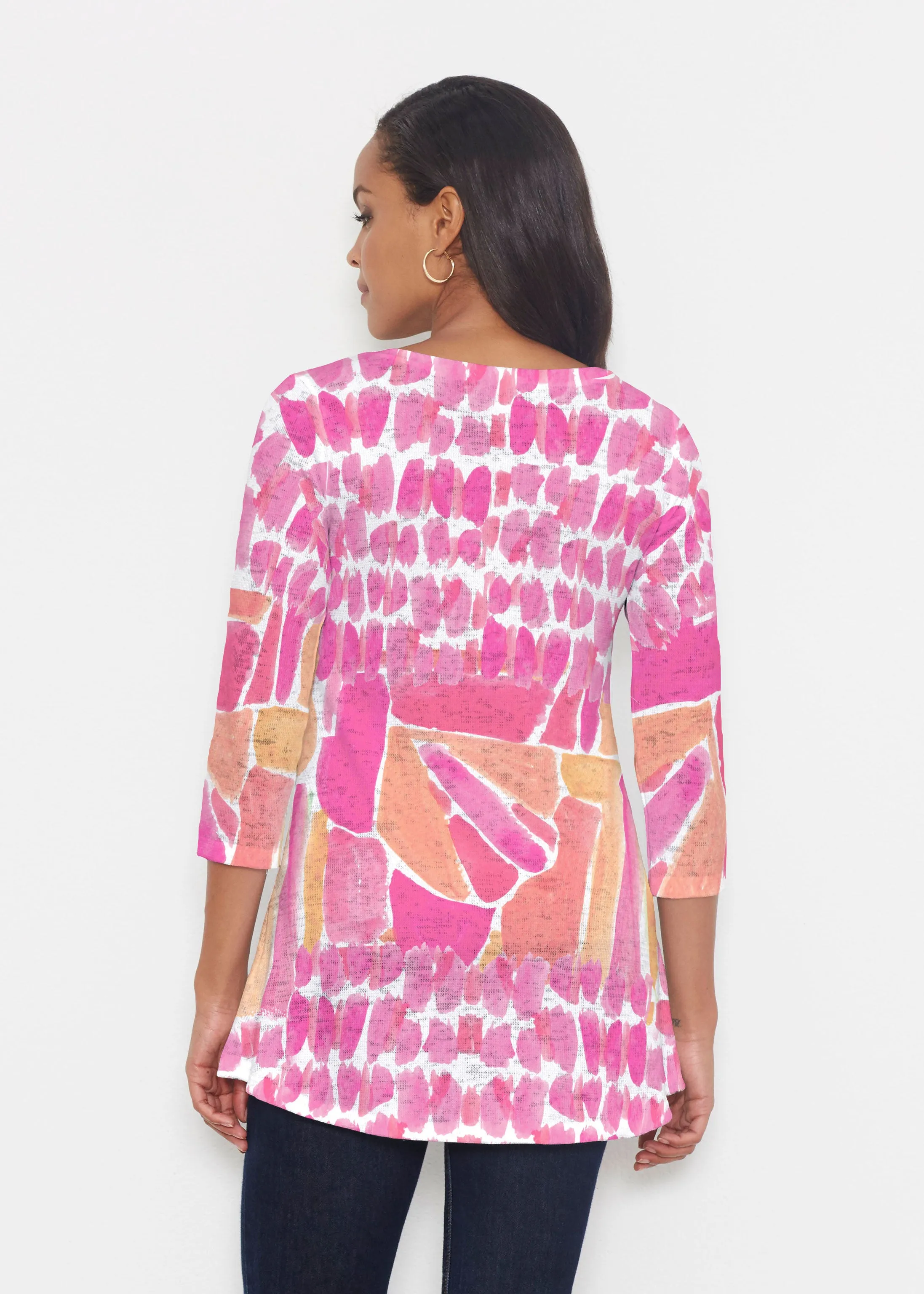 Pebble Walk Orange (17261) ~ Katherine Hi-Lo Thermal Tunic