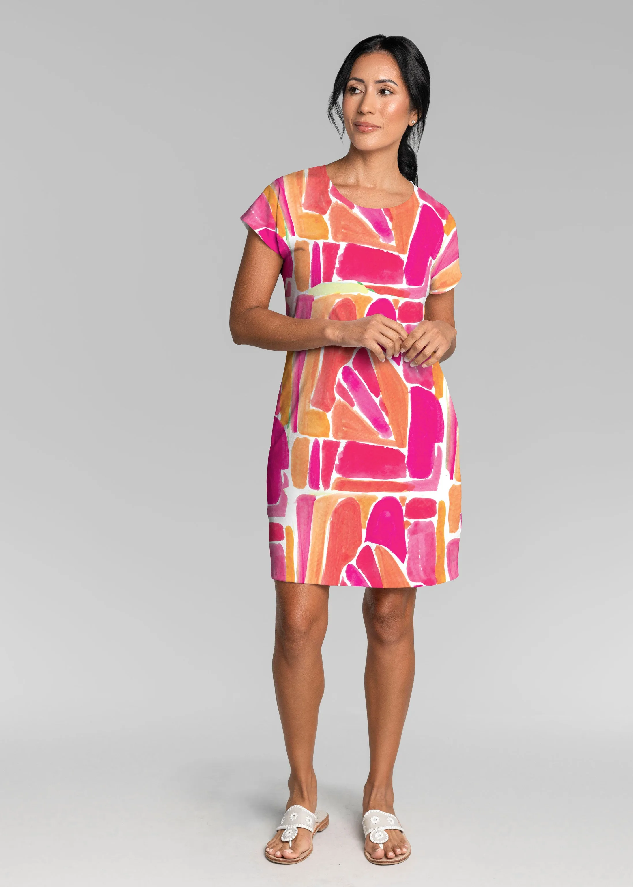 Pebble Walk Orange (17261) ~ Lucy Tee Dress