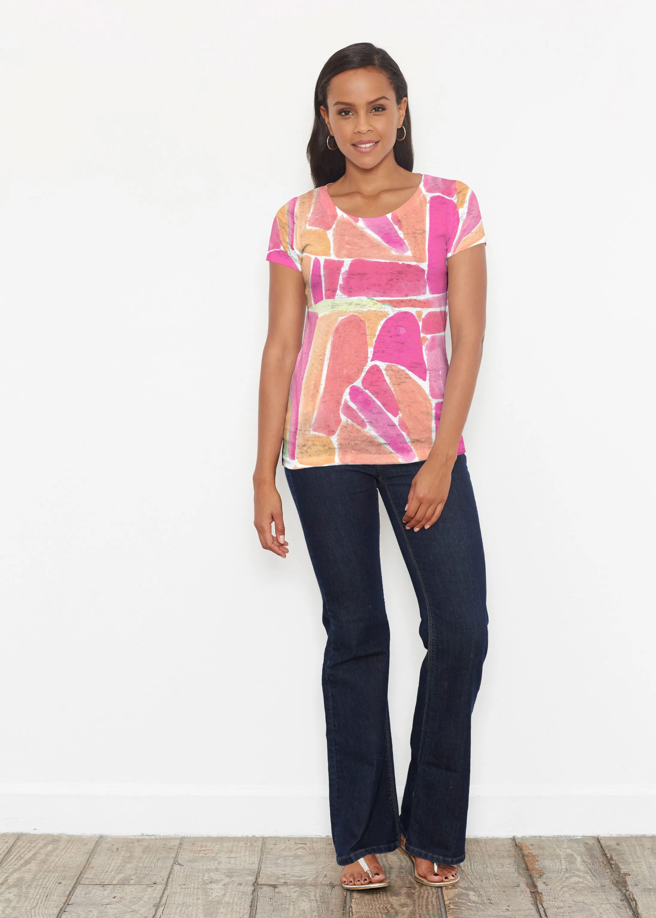 Pebble Walk Orange (17261) ~ Short Sleeve Scoop Shirt