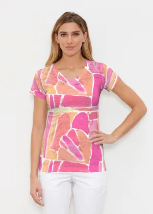 Pebble Walk Orange (17261) ~ Signature Cap Sleeve V-Neck Shirt