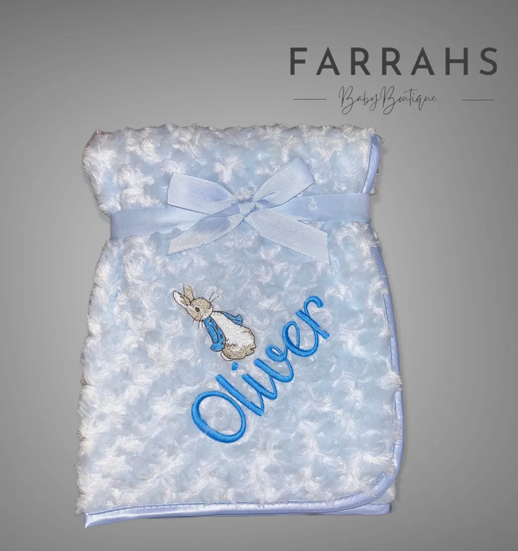 Personalised Rose Swirl Blanket - Peter rabbit