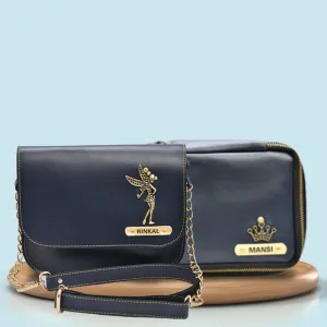 Personalized Mini make up kit   Chained Sling bag - Blue