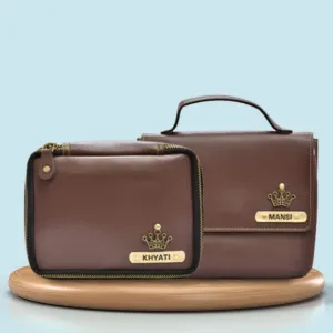 Personalized Mini make up kit   Sling bag - Brown