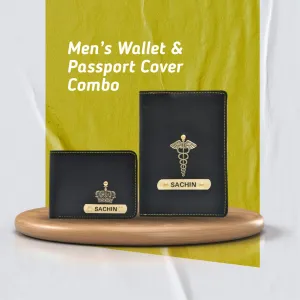 Personalized with Name and Charm Men's 2 Pcs Travel Combo - Black