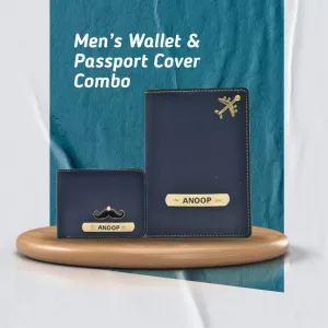 Personalized with Name and Charm Men's 2 Pcs Travel Combo - Blue