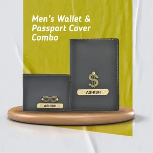 Personalized with Name and Charm Men's 2 Pcs Travel Combo - Grey