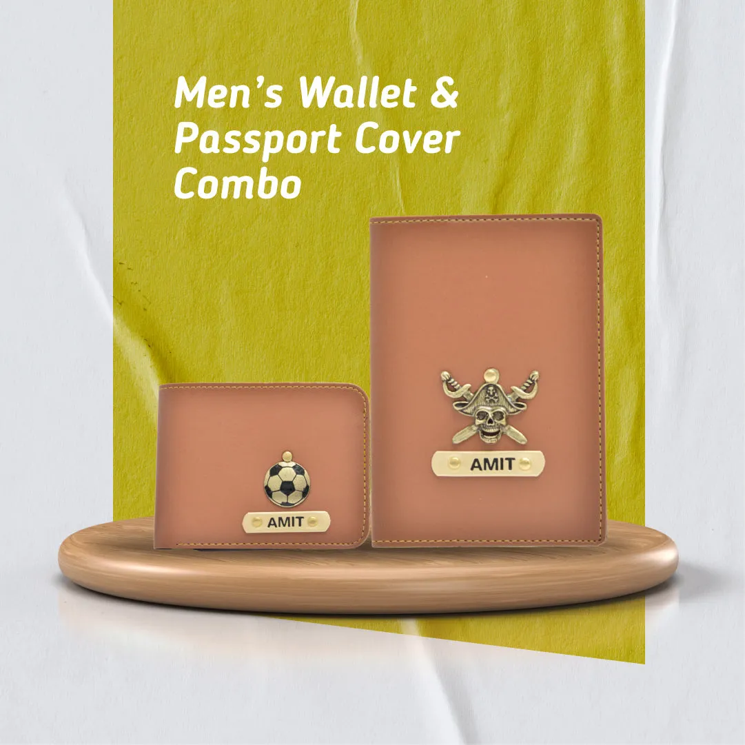 Personalized with Name and Charm Men's 2 Pcs Travel Combo - Tan
