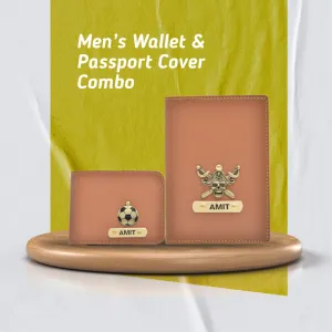 Personalized with Name and Charm Men's 2 Pcs Travel Combo - Tan