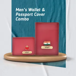 Personalized with Name and Charm Men's 2 Pcs Travel Combo - Wine