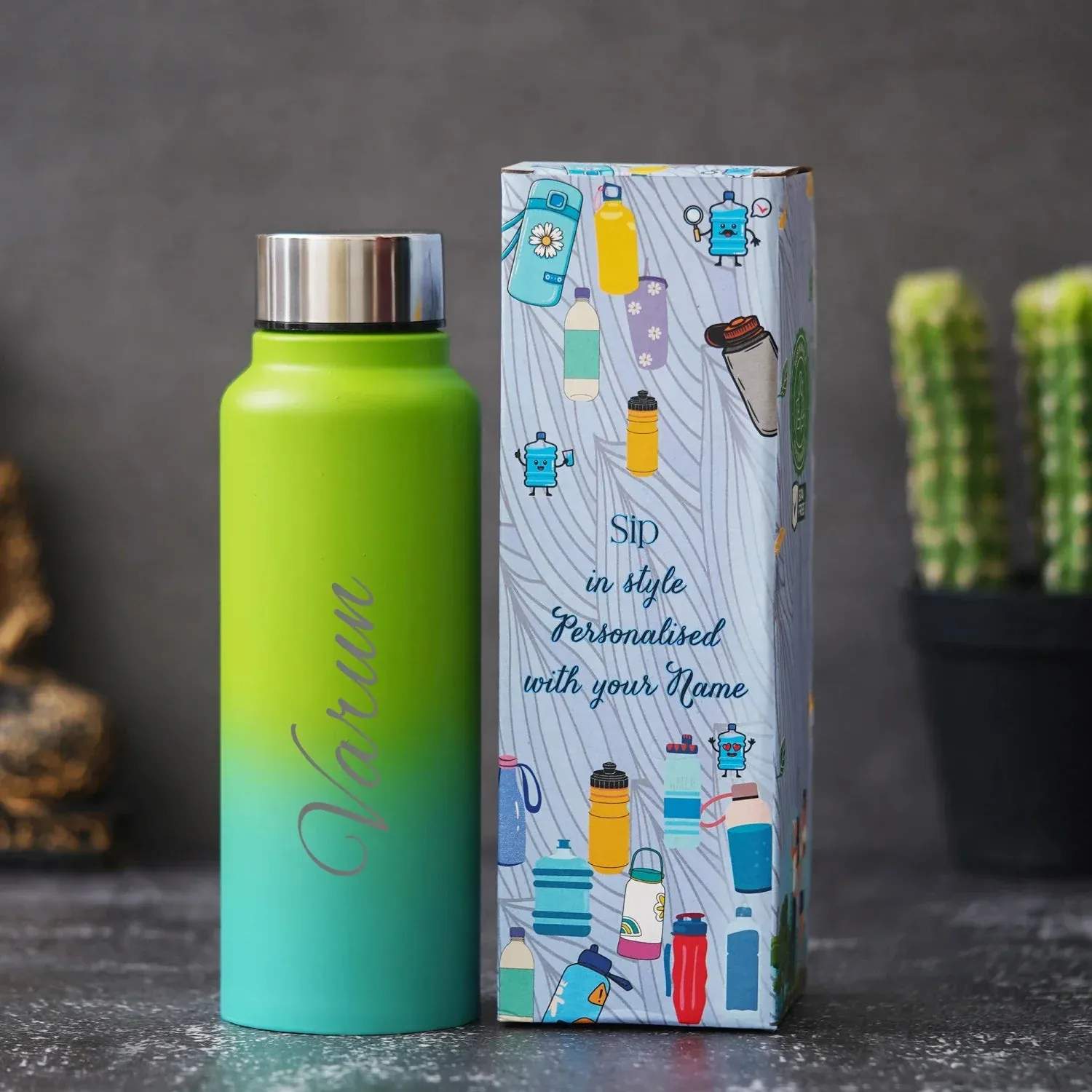 Personalized Women's Gift Combo with Bottle- Blue