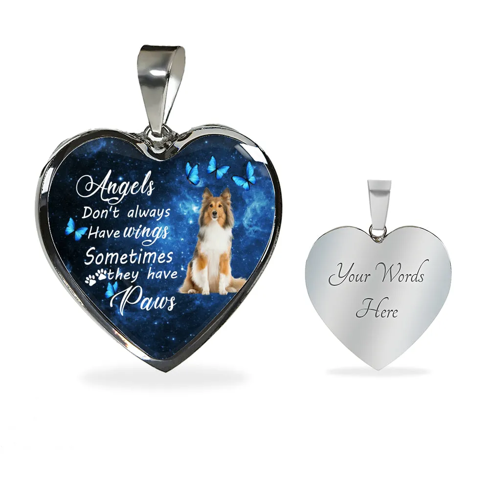 Pet Memorial Necklace, Dog Remembrance Necklace,  Sheltie