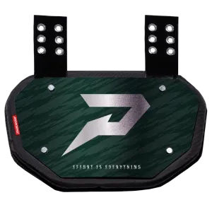 Phenom Elite Football Back Plate - Dark Green with Chrome P Logo