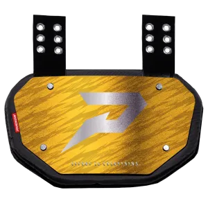 Phenom Elite Football Back Plate - Yellow with Chrome P Logo