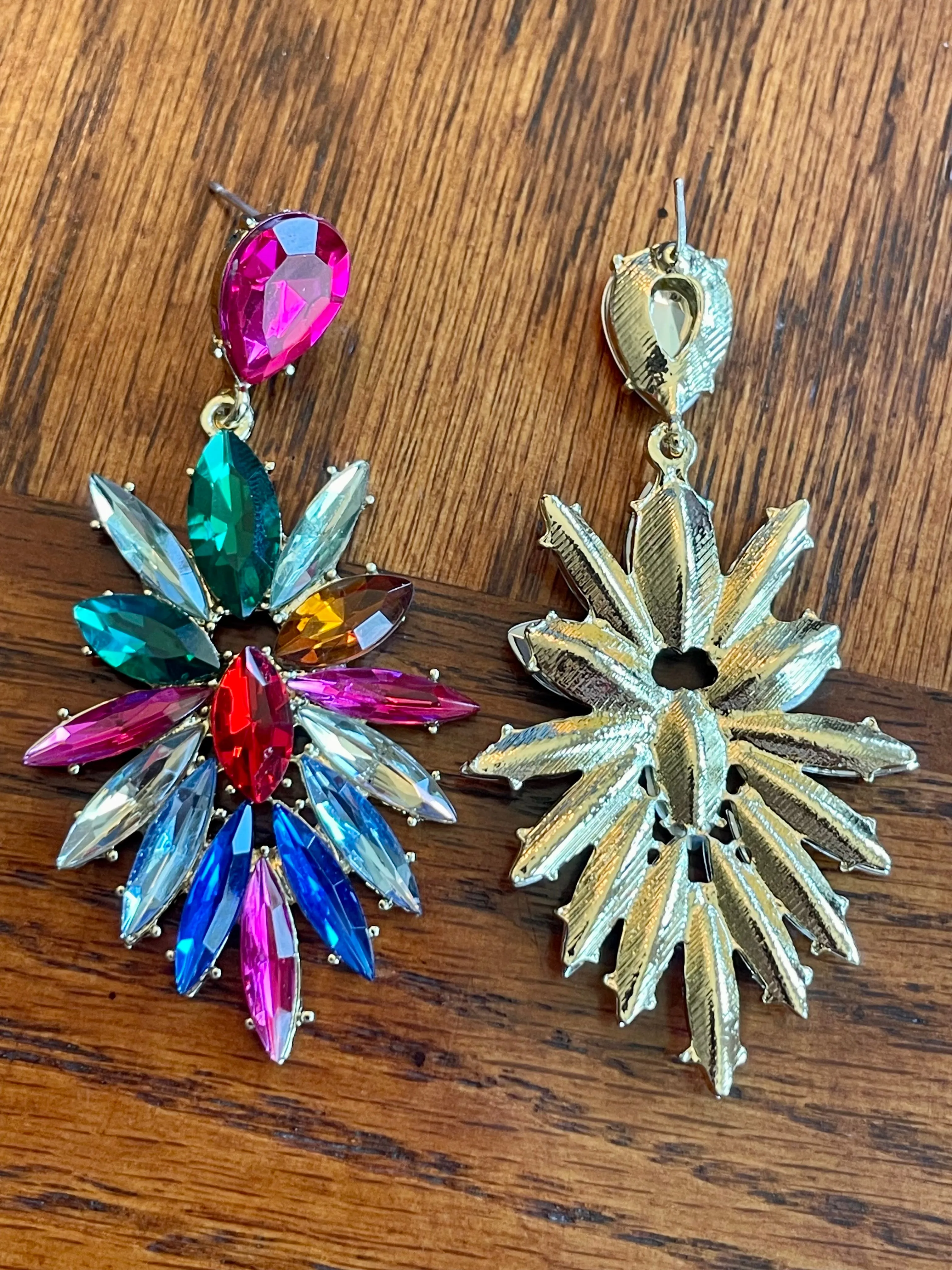 Picture Perfect Rhinestone Cluster Earrings - Multi