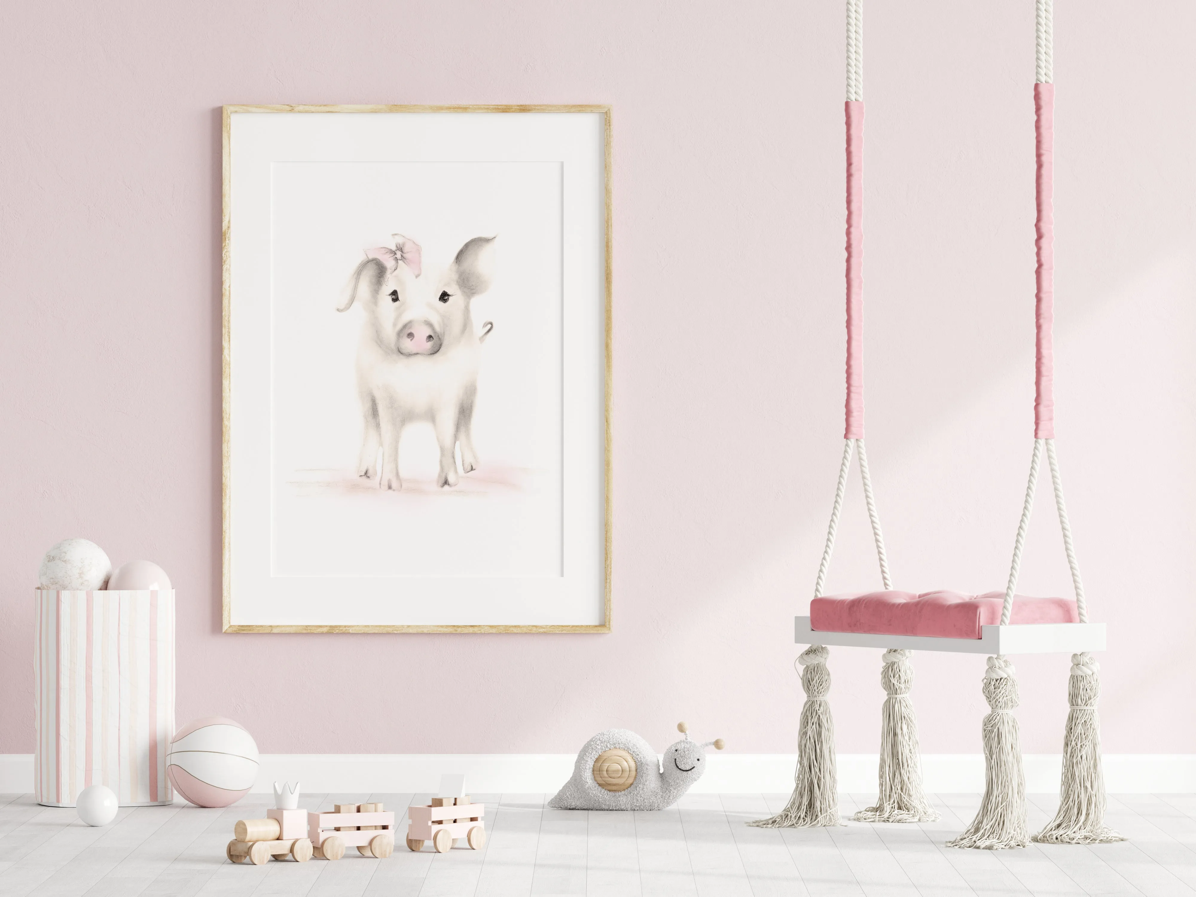 Pig Nursery Print - Sweet Blush