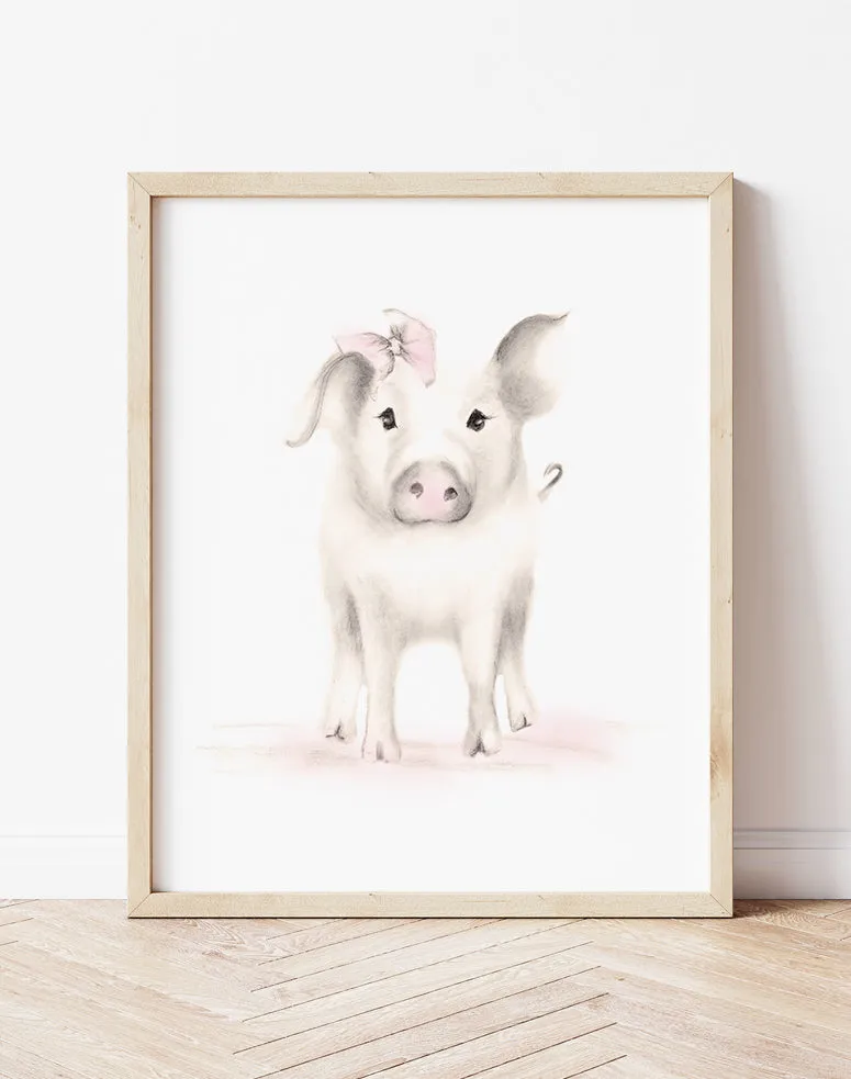 Pig Nursery Print - Sweet Blush