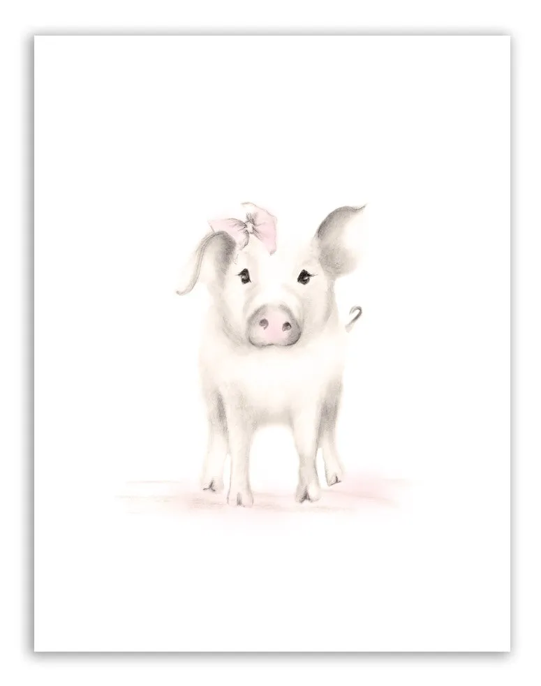 Pig Nursery Print - Sweet Blush