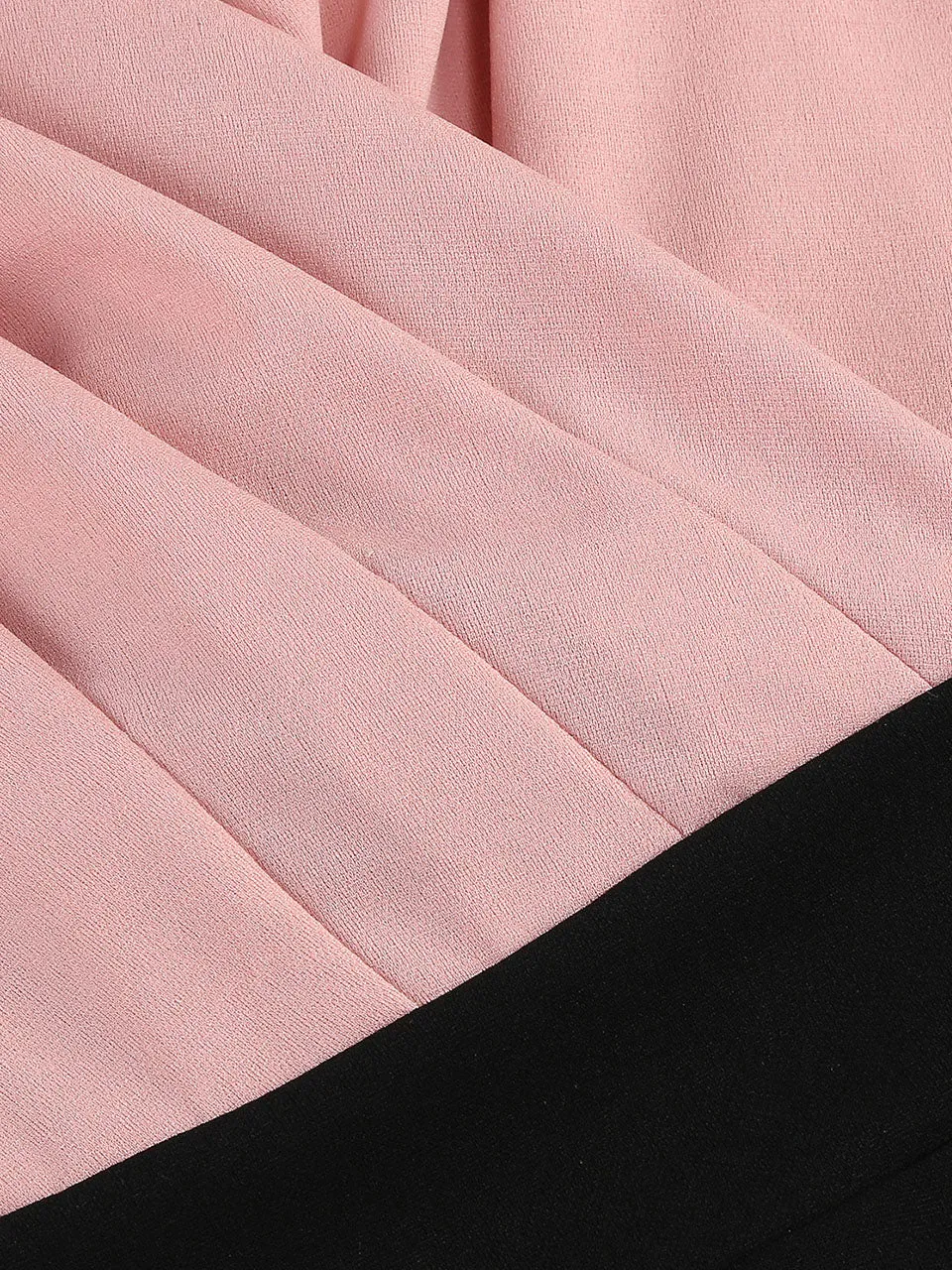 Pink and Black V Neck Cap Sleeve Swing 1950S Vintage Dress