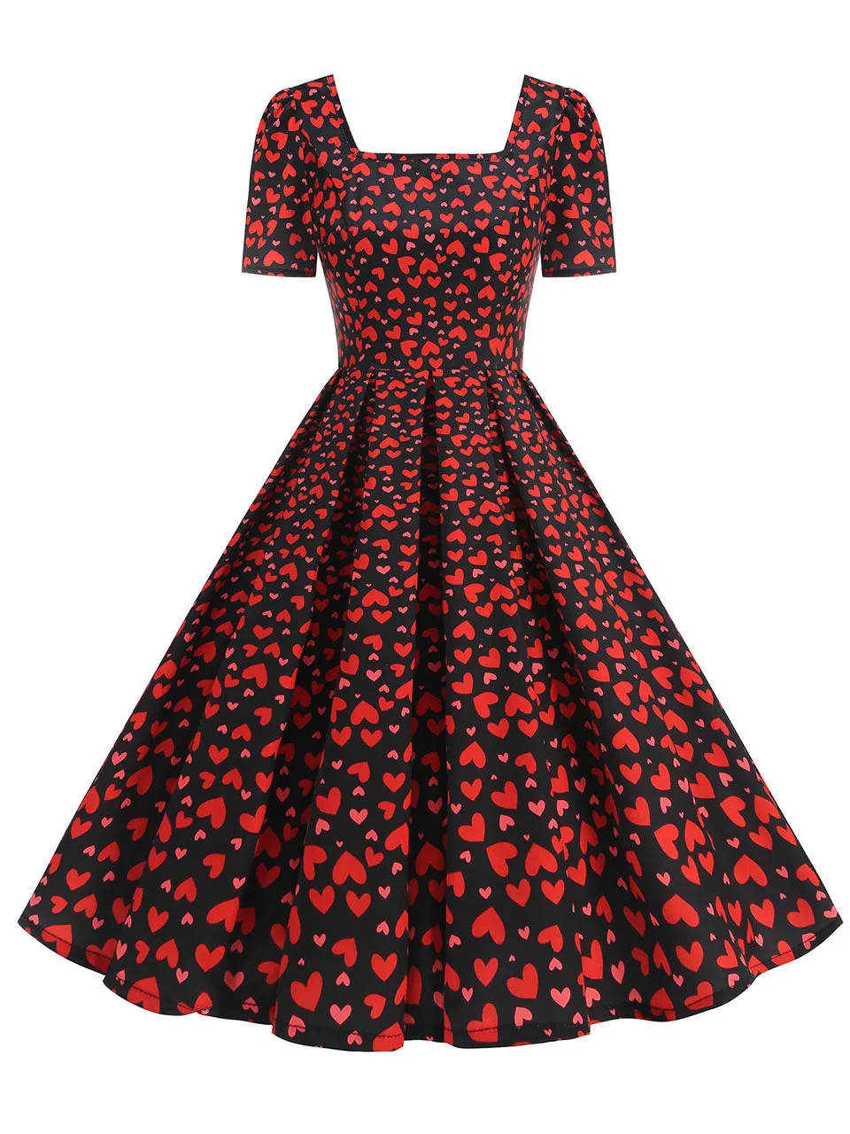 Pink Square Neck Sweet Heart Swing 1950S Vintage Dress