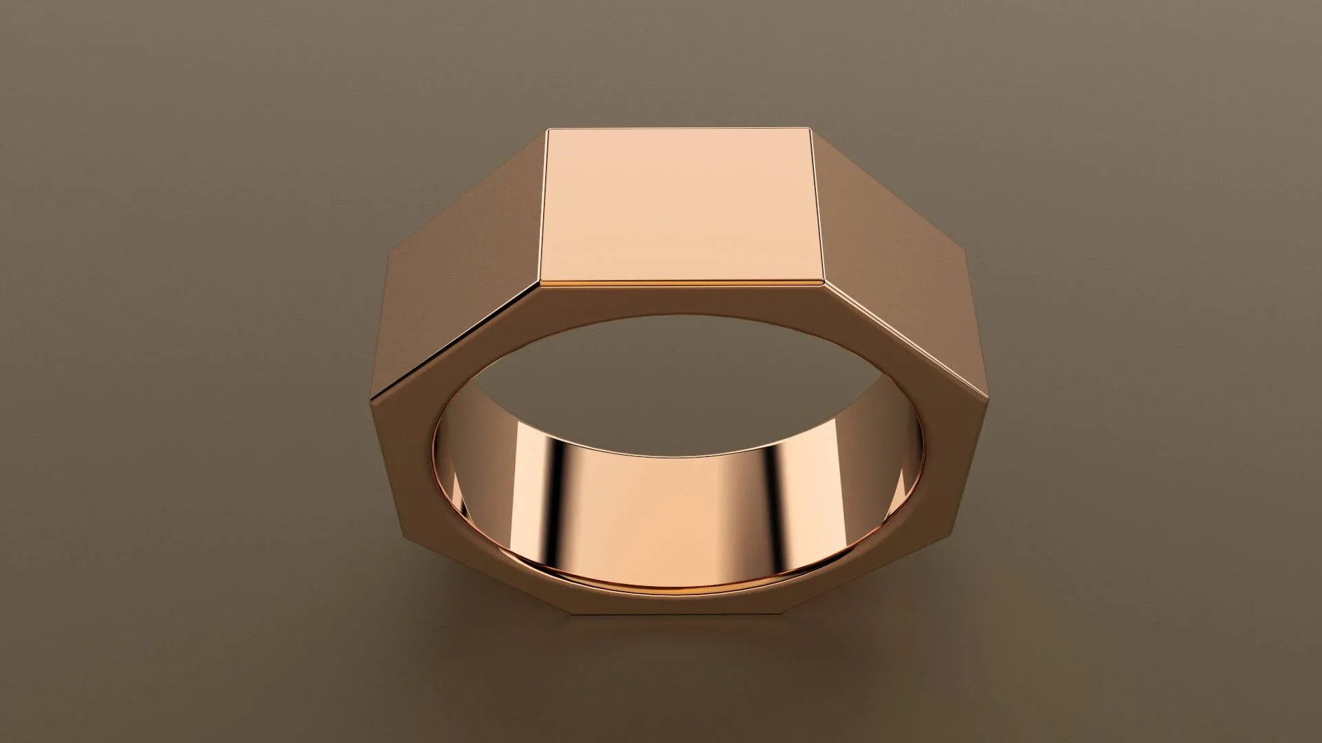 Polished Rose Gold 8mm Octagon Bolt Wedding Band