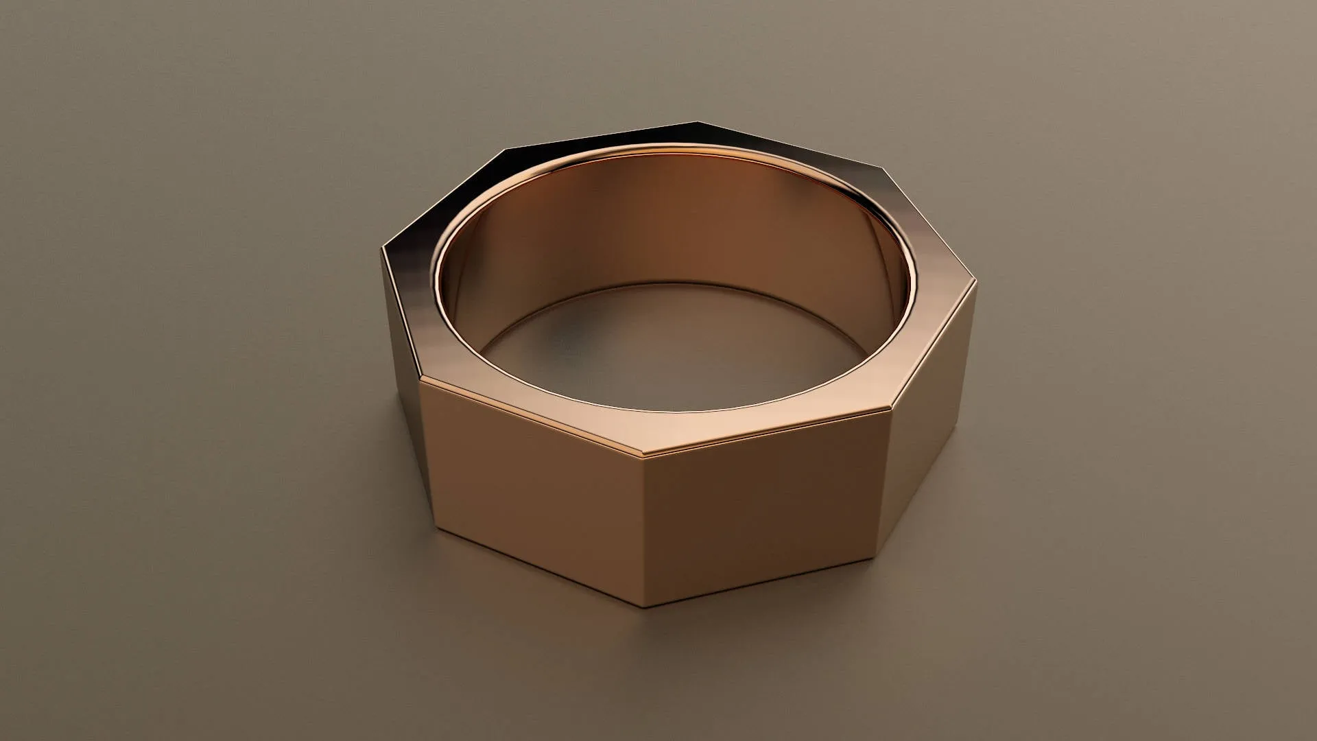 Polished Rose Gold 8mm Octagon Bolt Wedding Band