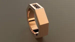 Polished Rose Gold Black Diamond 6mm Octagon Wedding Band