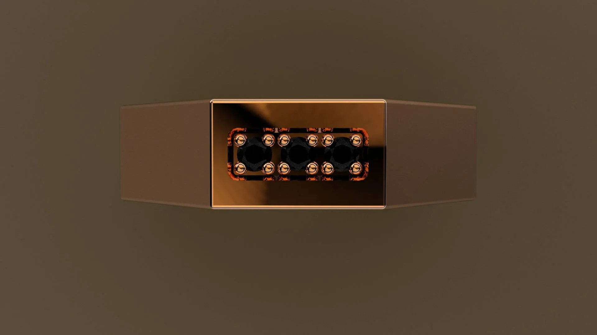 Polished Rose Gold Black Diamond 6mm Octagon Wedding Band