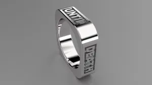Polished Sterling Silver 6mm Square Message Wedding Band