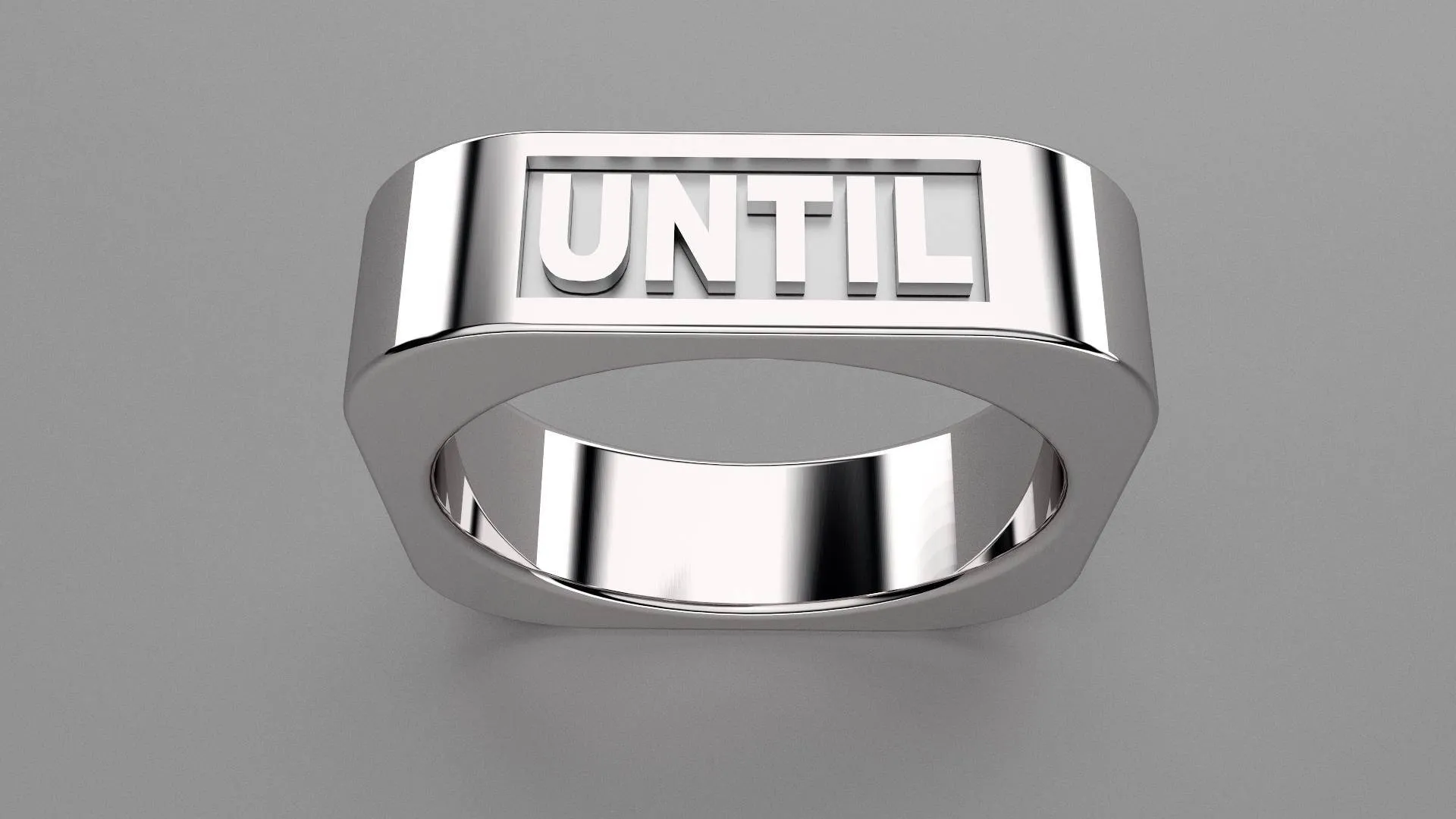 Polished Sterling Silver 6mm Square Message Wedding Band