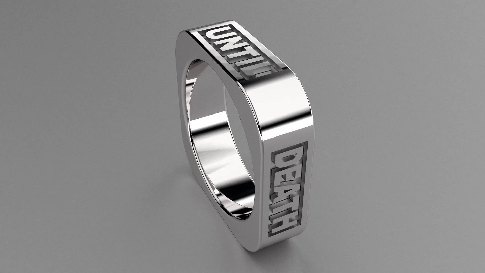 Polished Sterling Silver 6mm Square Message Wedding Band