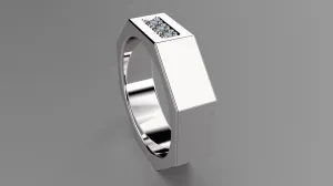 Polished Sterling Silver Diamond 6mm Octagon Wedding Band