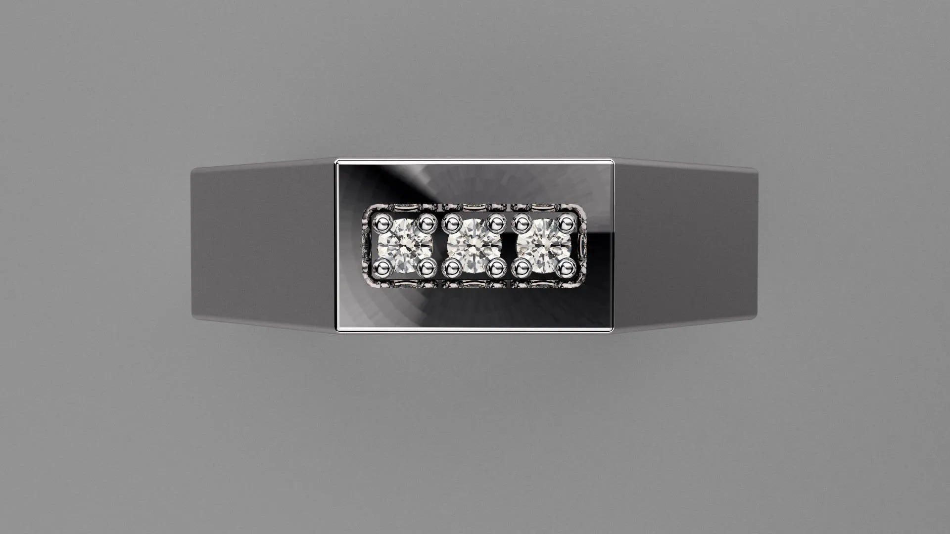 Polished Sterling Silver Diamond 6mm Octagon Wedding Band