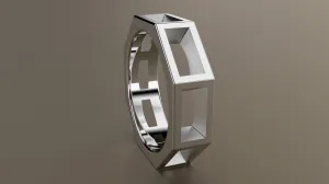 Polished White Gold 6mm Cutout Octagon Bolt Wedding Band