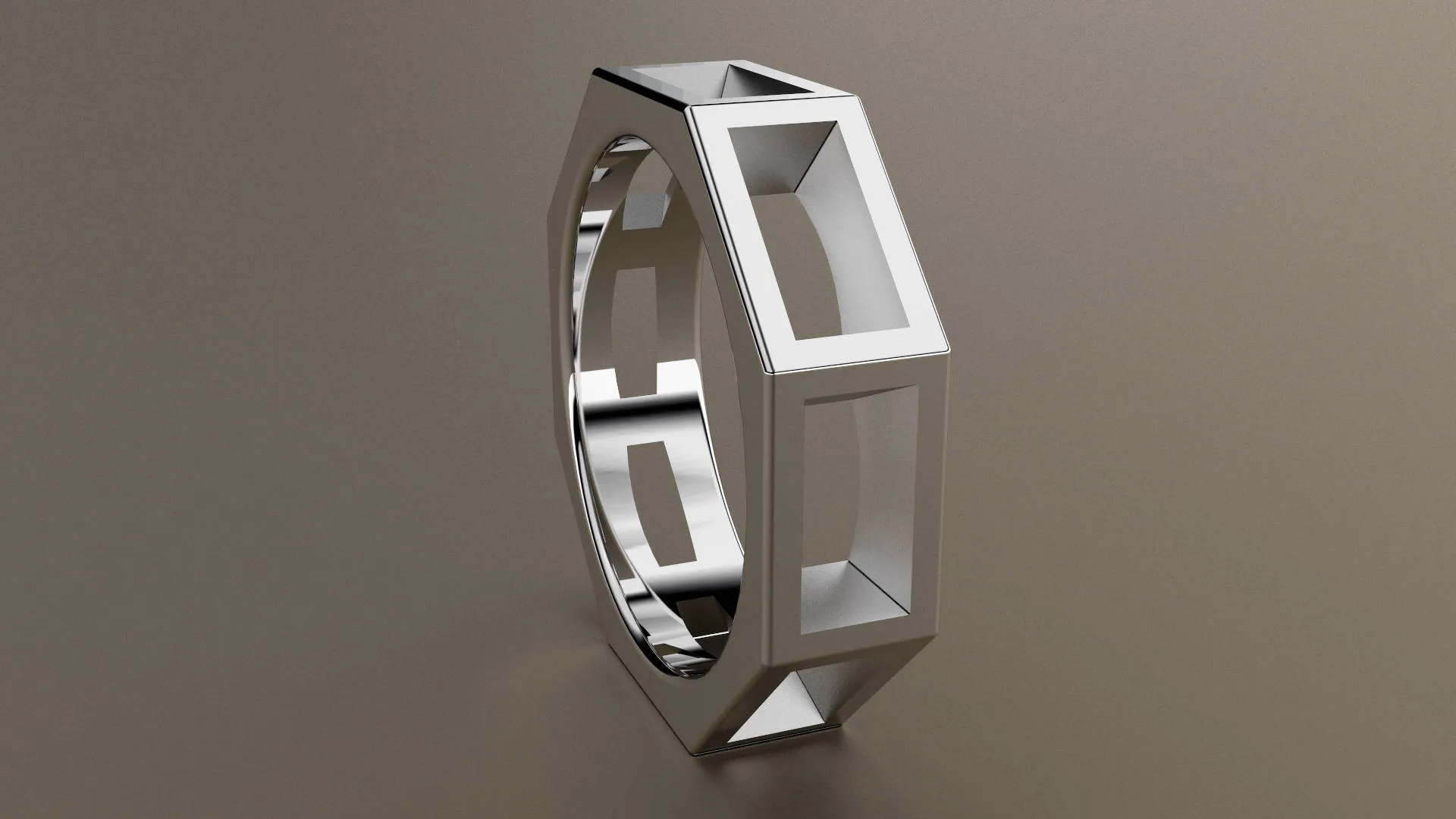 Polished White Gold 6mm Cutout Octagon Bolt Wedding Band